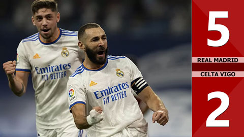 Real Madrid vs Celta Vigo: 5-2 (Vòng 4 La Liga 2021/22)