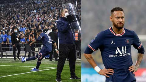 Nhân viên an ninh phải dựng khiên chắn để Neymar đá phạt góc trận gặp Marseille