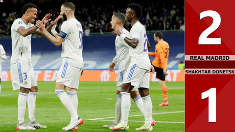 Real Madrid vs Shakhtar Donetsk: 2-1 (Vòng bảng Champions League 2021/22)