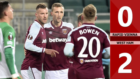 Rapid Vienna vs West Ham: 0-2 (Vòng bảng Europa League 2021/22)