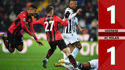 Udinese vs Milan: 1-1 (Vòng 17 Serie A 2021/22)