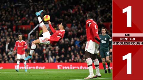 VIDEO bàn thắng MU vs Middlesbrough: 1-1 (pen: 7-8) (Vòng  4 FA Cup)