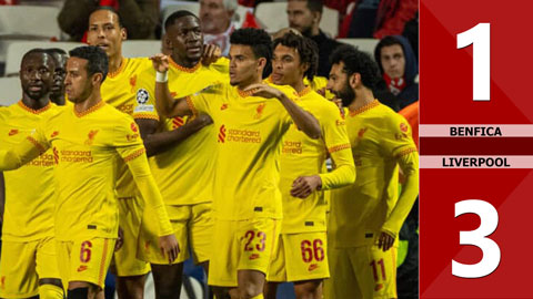 VIDEO bàn thắng Benfica vs Liverpool: 1-3 (Tứ kết lượt đi Champions League 2021/22)