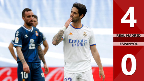 VIDEO bàn thắng Real Madrid vs Espanyol: 4-0 (Vòng 34 La Liga 2021/22)