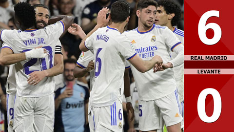 VIDEO bàn thắng Real Madrid vs Levante: 6-0 (Vòng 36 La Liga 2021/22)
