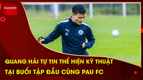 Quang Hải tự tin thể hiện kỹ thuật trên sân tập Pau FC
