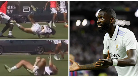 Tân binh Rudiger 'phang' Modric không thương tiếc trên sân tập