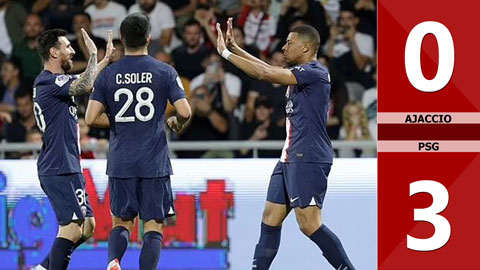 VIDEO bàn thắng Ajaccio vs PSG: 0-3 (Vòng 12 Ligue 1 mùa 2022/23)