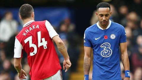 Xhaka là cầu thủ Arsenal duy nhất ôm đồng đội cũ Aubameyang trước trận gặp Chelsea