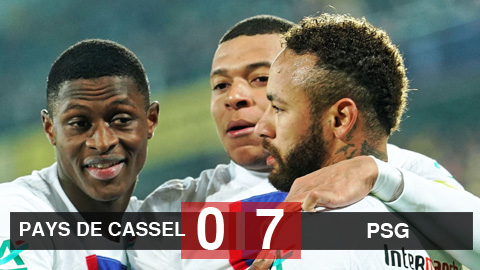 Kết quả Pays de Cassel 0-7 PSG: Mbappe ghi 5 bàn, PSG thẳng tiến Cúp Quốc gia