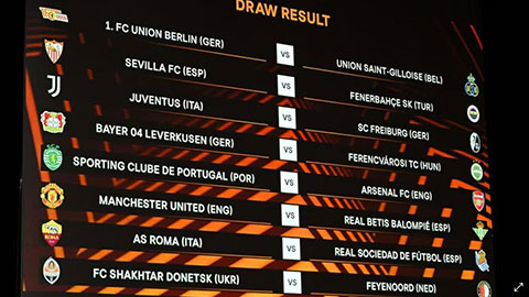 Kết quả bốc thăm vòng 1/8 Europa League: MU, Arsenal gặp đối thủ khó chơi