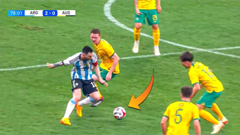 Messi gây sốt khi rê bóng qua 3 cầu thủ Australia dù bị đối thủ cố kéo ngã 2 lần
