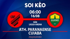 Soi kèo hot hôm nay 15/8: Paranaense thắng kèo châu Á trận Paranaense vs Cuiaba; Molde đè góc hiệp 1 trận Molde vs Klaksvik
