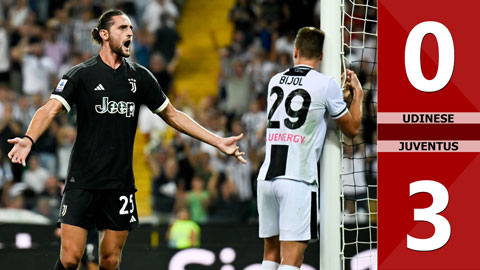 VIDEO bàn thắng Udinese vs Juventus: 0-3 (Vòng 1 Serie A 2023/24)