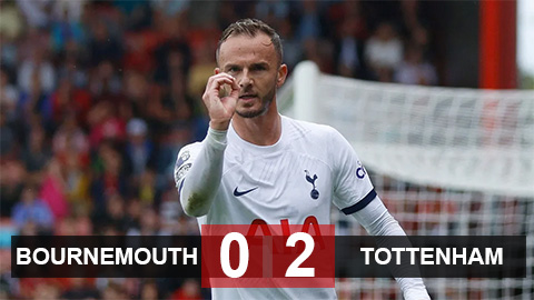 Kết quả Bournemouth 0-2 Tottenham: Maddison rực sáng, Gà trống gáy to