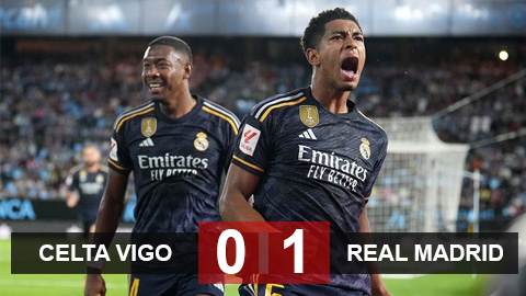 Kết quả Celta Vigo 0-1 Real Madrid: Bellingham tỏa sáng trận thứ 3 liên tiếp