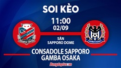 Soi kèo hot hôm nay 2/9: Khách thắng kèo châu Á trận Consadole Sapporo vs Gamba Osaka, mưa góc trận Shonan Bellmare vs Kashima Antlers