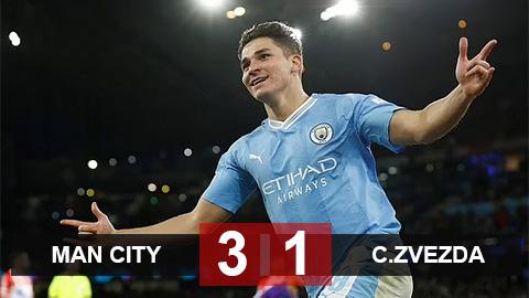 Kết quả Man City 3-1 Crvena Zvezda: Người hùng Alvarez