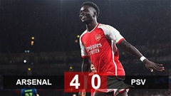 Kết quả Arsenal 4-0 PSV: Pháo thủ bùng nổ