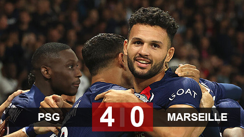 Kết quả PSG 4-0 Marseille: Derby một chiều
