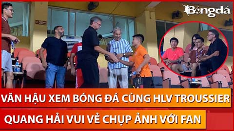 Văn Hậu ngồi xem CAHN cùng HLV Troussier, anh em tuyển thủ Việt Nam họp trên sân Hàng Đẫy