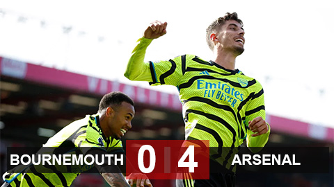 Kết quả Bournemouth 0-4 Arsenal: Pháo thủ lên nhì bảng