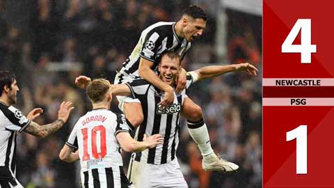VIDEO bàn thắng Newcastle vs PSG: 4-1 (Vòng bảng Champions League 2023/24)