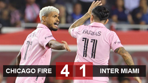 Kết quả Chicago Fire 4-1 Inter Miami: Vắng Messi, Inter Miami nối dài mạch không thắng