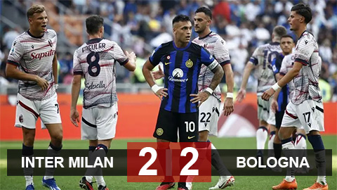 Kết quả Inter Milan 2-2 Bologna: Miếng ăn đến miệng còn rơi