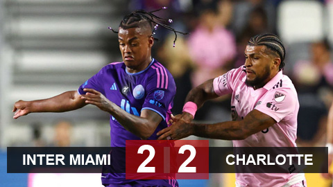 Kết quả Inter Miami 2-2 Charlotte: Thiếu vắng Messi, Inter Miami may mắn thoát hiểm 