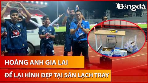 Cầu thủ HAGL dọn sạch rác trước khi rời phòng thay đồ, tạo nên điều hiếm thấy ở V.League
