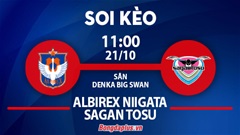 Soi kèo hot hôm nay 21/10: Khách thắng góc chấp hiệp 1 trận Vissel Kobe vs Kashima Antlers; Albirex Niigata thắng kèo châu Á trận Albirex Niigata vs Sagan Tosu