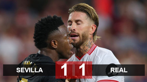 Kết quả Sevilla 1-1 Real: Bellingham tịt ngòi, Real hòa chật vật trước Sevilla