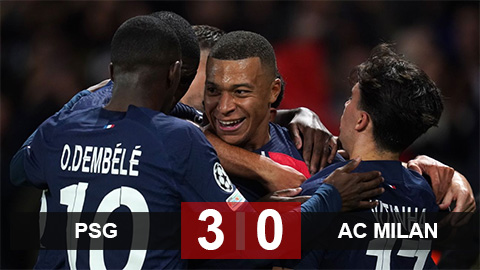 Kết quả PSG 3-0 Milan: PSG chiếm đỉnh bảng