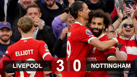 Kết quả Liverpool 3-0 Nottingham: Salah 'nổ súng', Liverpool bất bại trên sân nhà