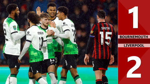 VIDEO bàn thắng Bournemouth vs Liverpool: 1-2 (Vòng 1/8 Cúp Liên đoàn Anh 2023/24)