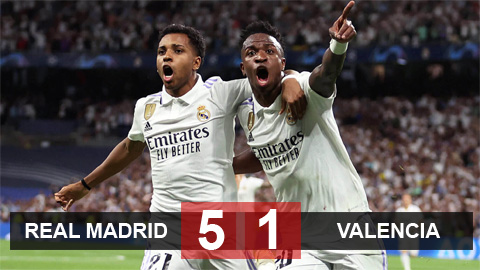 Kết quả Real Madrid 5-1 Valencia: Rodrygo rực sáng