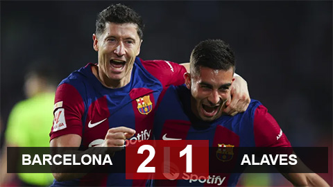 Kết quả Barca 2-1 Alaves: Lewandowski cứu rỗi Barca