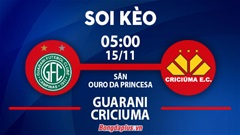 Soi kèo hot hôm nay 14/11: Chủ nhà từ hòa tới thắng, xỉu góc hiệp 1 trận Guarani vs Criciuma