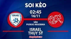 Soi kèo hot hôm nay 15/11: Israel thắng góc chấp trận Israel vs Thụy Sĩ