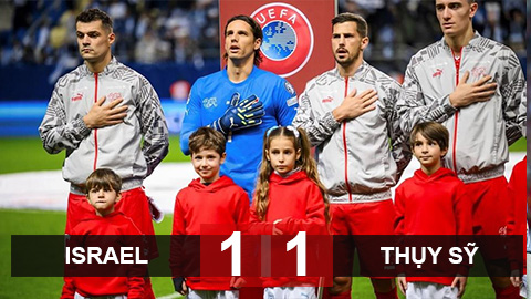 Kết quả Israel 1-1 Thụy Sỹ: Xhaka lập kỷ lục, Thụy Sỹ lỡ thời cơ giành vé sớm