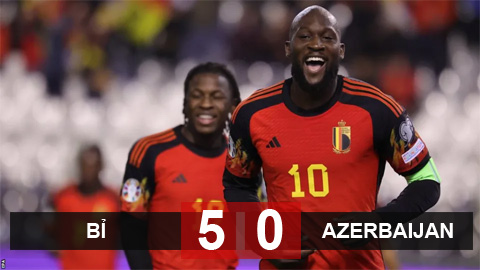 Kết quả Bỉ 5-0 Azerbaijan: Show diễn của Lukaku