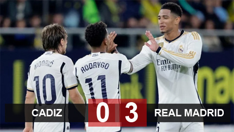 Kết quả Cadiz 0-3 Real Madrid: Los Blancos trở lại ngôi đầu