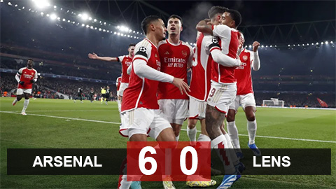 Kết quả Arsenal 6-0 Lens: Pháo thủ vào vòng 1/8 với ngôi đầu bảng