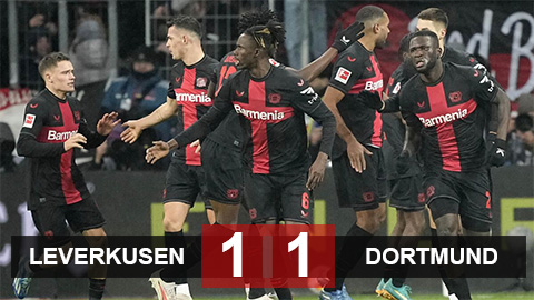 Kết quả Leverkusen 1-1 Dortmund: Đứt mạch toàn thắng