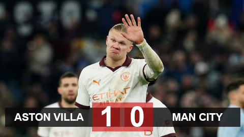 Kết quả Aston Villa 1-0 Man City: Nhà vô địch không thắng trận thứ 4 liên tiếp