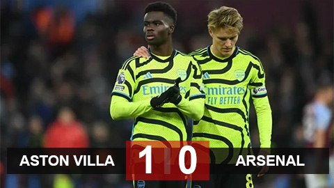 Kết quả Aston Villa 1-0 Arsenal: Gục ngã tại Villa Park
