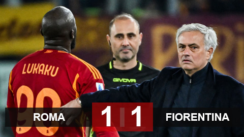 Kết quả Roma 1-1 Fiorentina: Trận cầu mưa thẻ đỏ