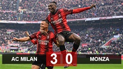 Kết quả Milan 3-0 Monza: Rossoneri thắng trở lại