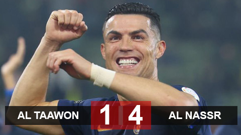 Kết quả Al Taawon 1-4 Al Nassr: Ronaldo ghi bàn thứ 54 trong năm 2023